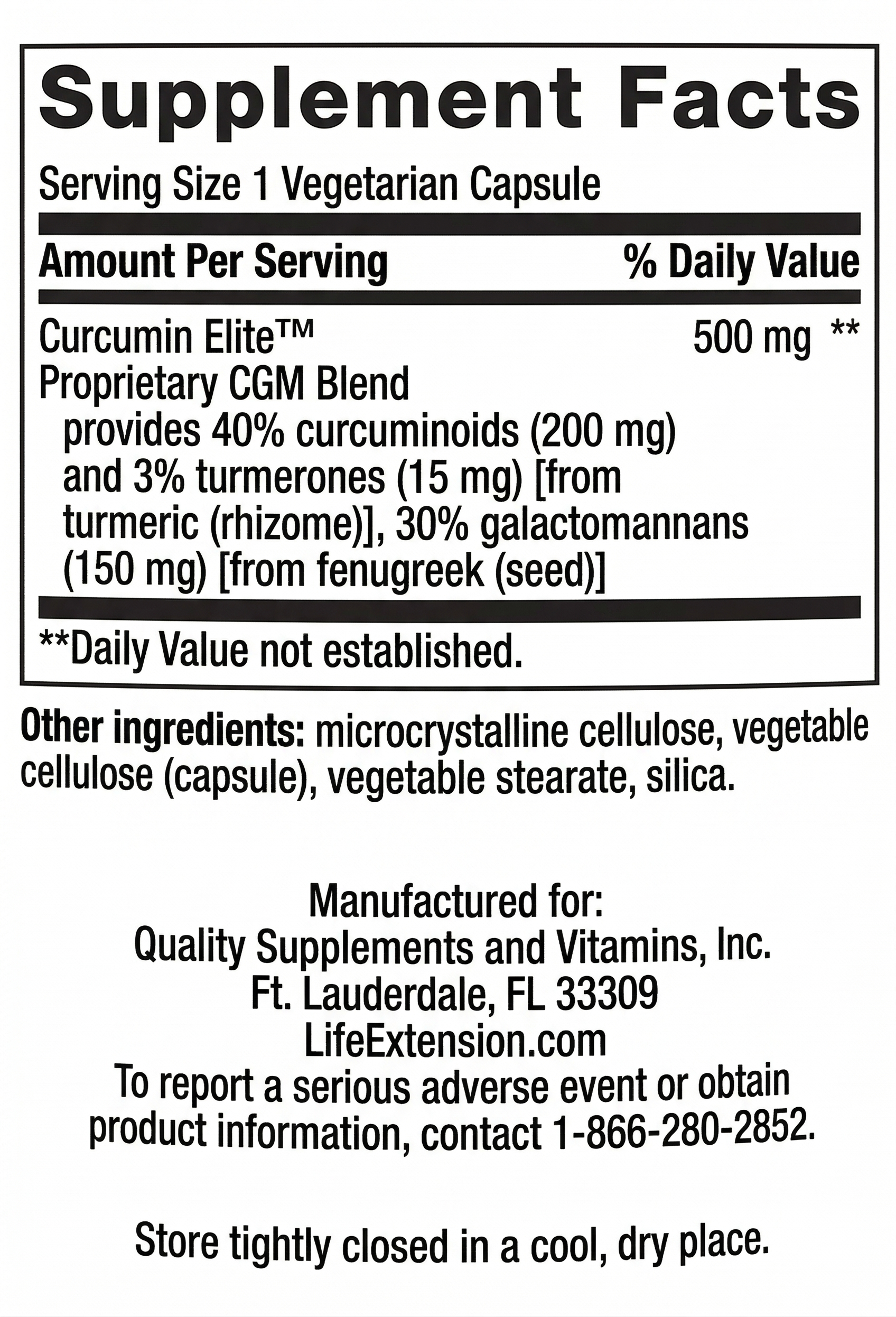 [Información Nutricional CURCUMIN ELITE]
