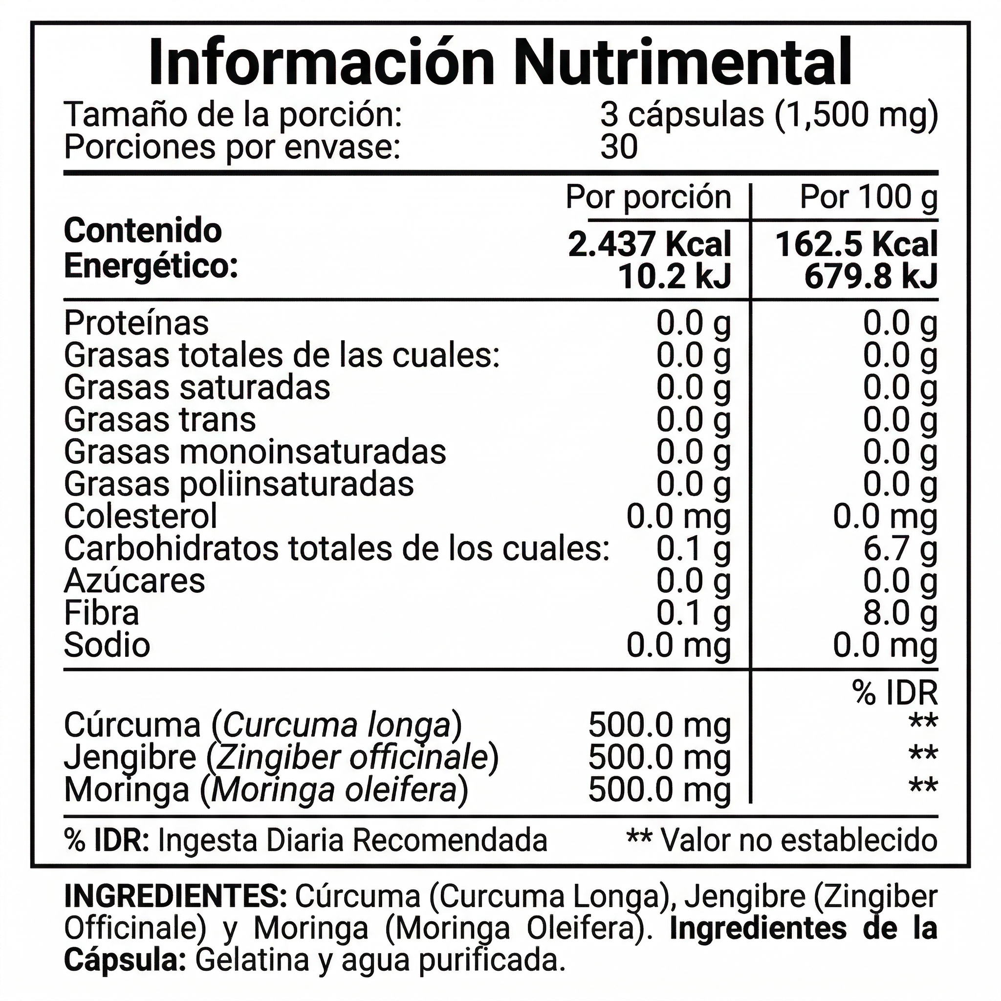 [Información Nutricional Cúrcuma]