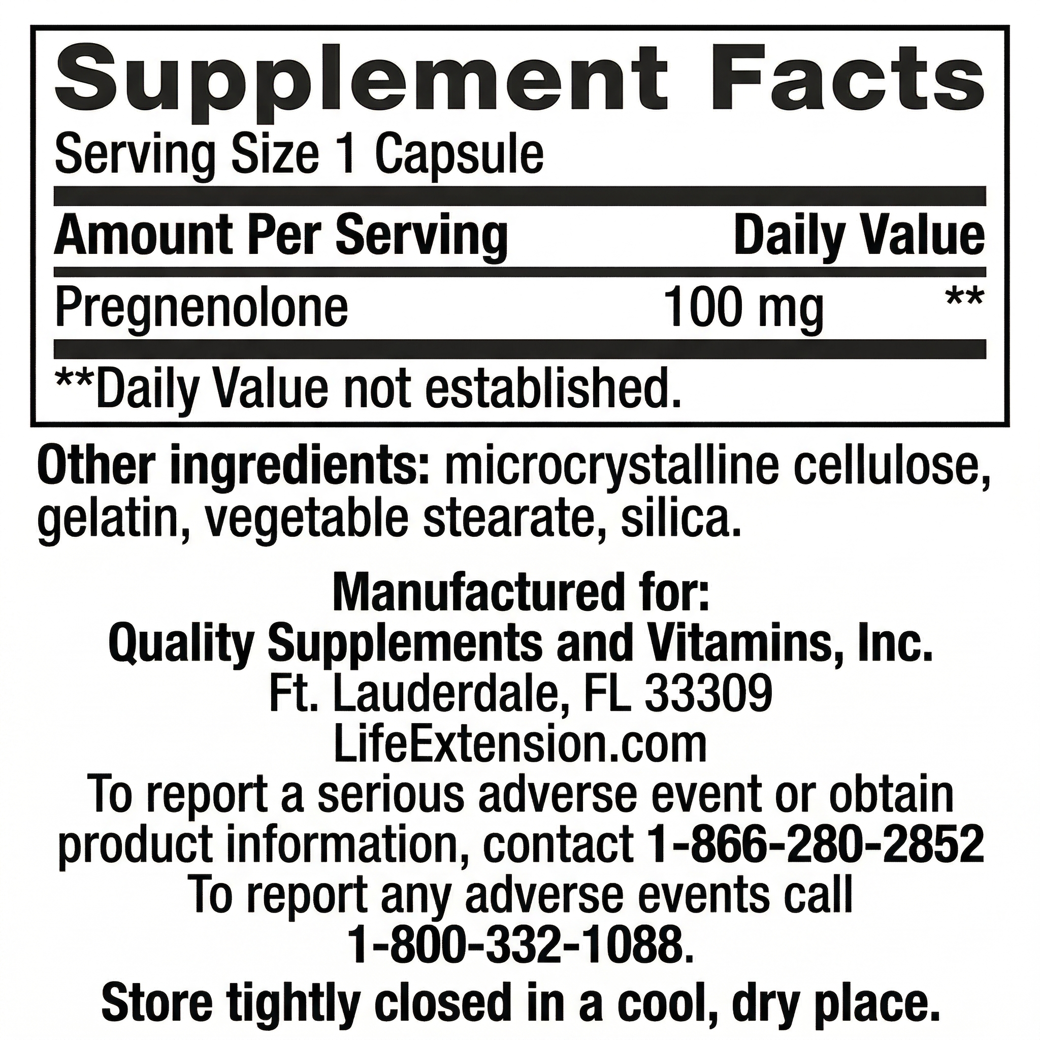 [Información Nutricional PREGNENOLONE]
