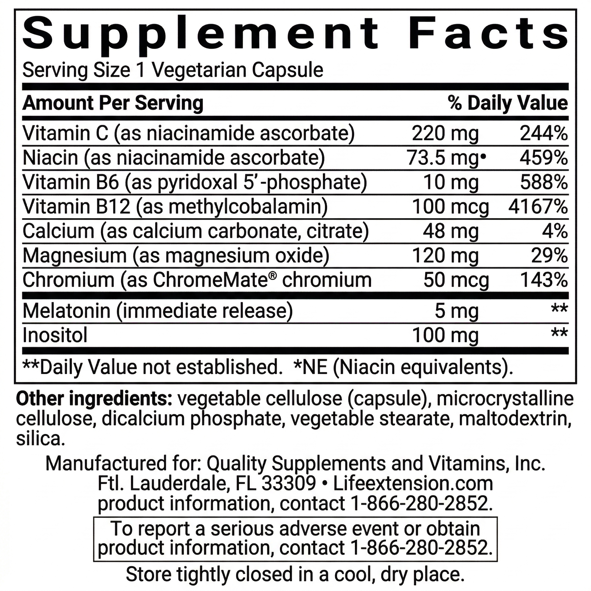 [Información Nutricional QUIET SLEEP MELATONIN]