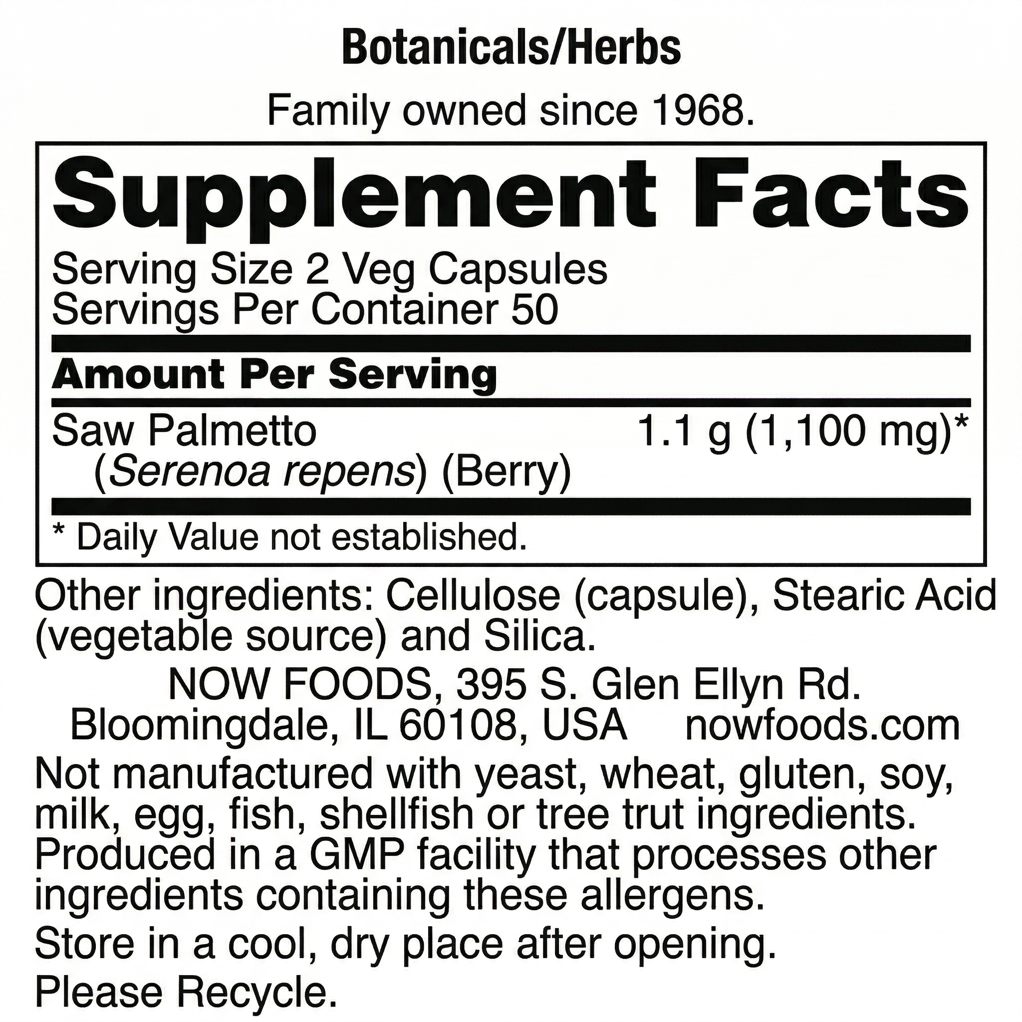[Información Nutricional SAW PALMETTO]
