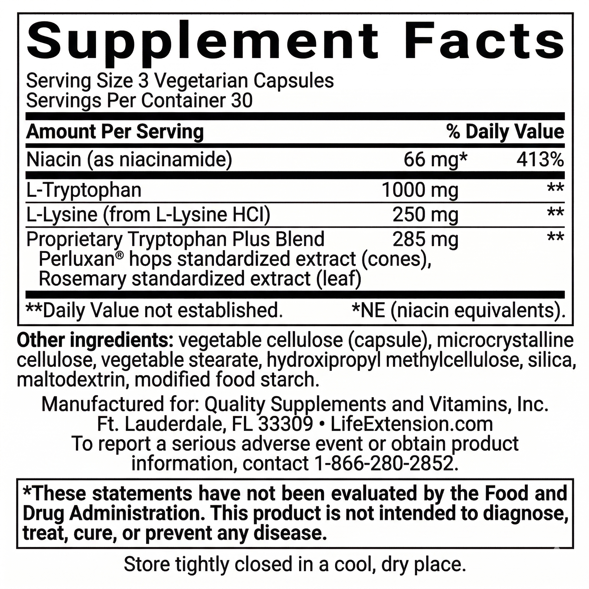 [Información Nutricional TRYPTOPHAN PLUS]