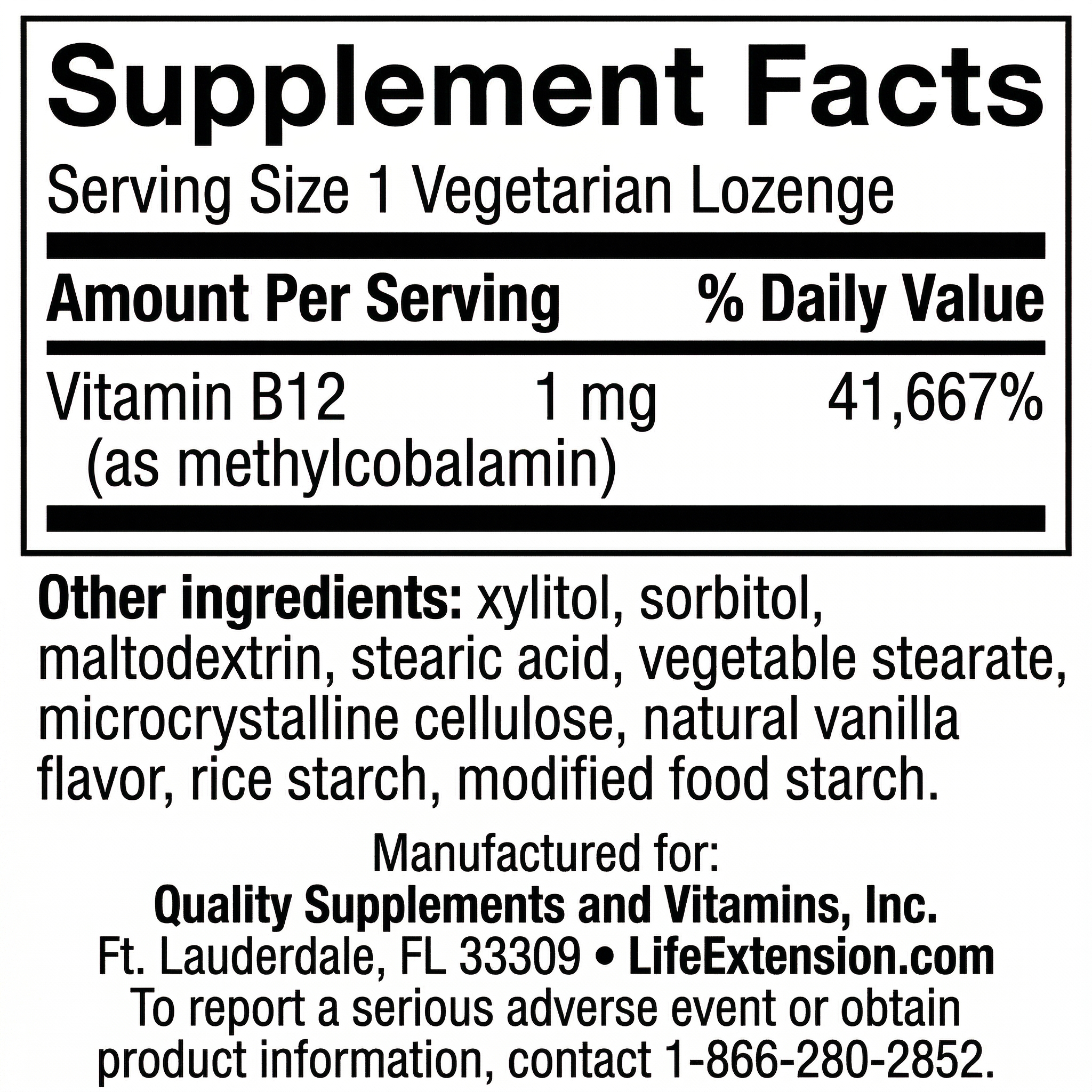 [Información Nutricional VITAMINA B-12 METILADA]